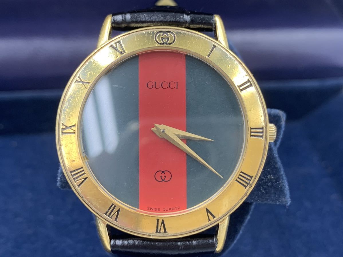 美品 レア GUCCI シェリーライン クオーツ ゴールド 腕時計 ユニセックス 新品電池交換済み 社外製新品レザーベルト