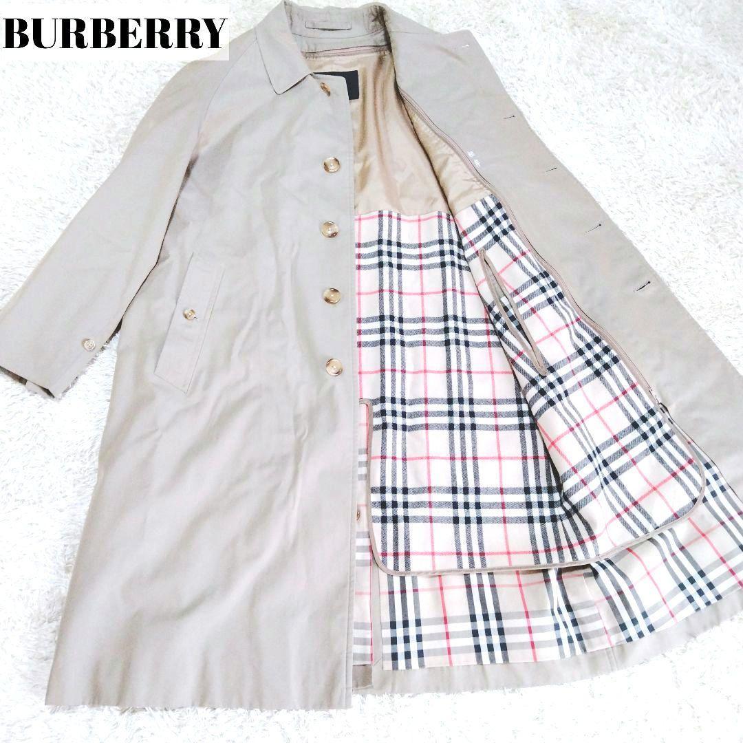 美品　BURBERRY LONDON バーバリーロンドン ステンカラーコート ノバチェック ウール ライナー 三陽商会 メンズ 　M～L　ウール　ベージュ_画像1