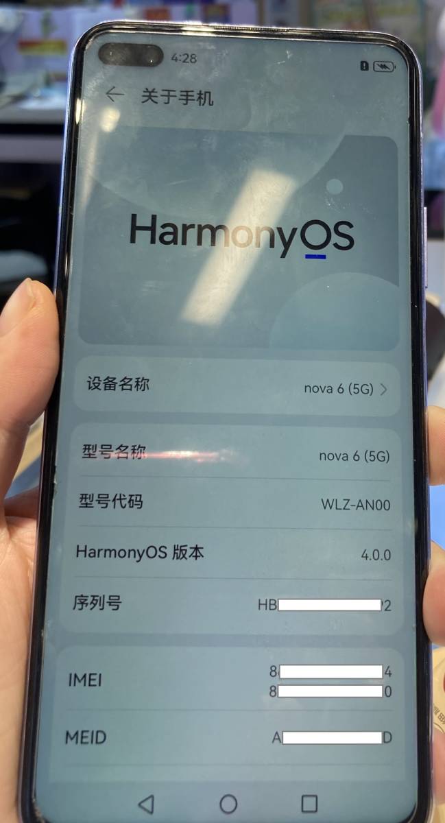 【動作美品。最新 HarmonyOS 4.0】Huawei Nova 6 5G ブル Dual SIM 8GB RAM + 256GB ROM 海外版SIMフリーの画像1