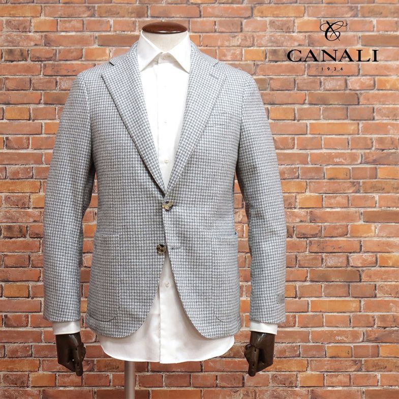 22秋冬/CANALI/48サイズ/極上カシミヤ100％ ジャケット 千鳥格子ツイード Exclusive イタリア製 高級 贅沢 新品/グレー/hb515/