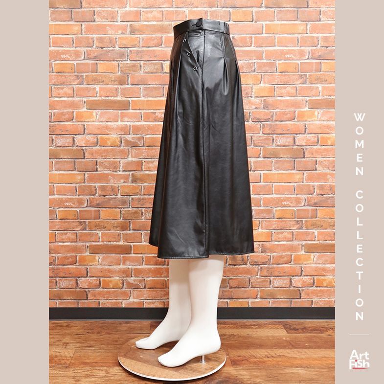 1円/秋冬/STUDIO PICONE/40(L)サイズ/シンセティックレザー ガウチョパンツ スタジオピッコーネ 新品/黒/ブラック/hz647/_画像2