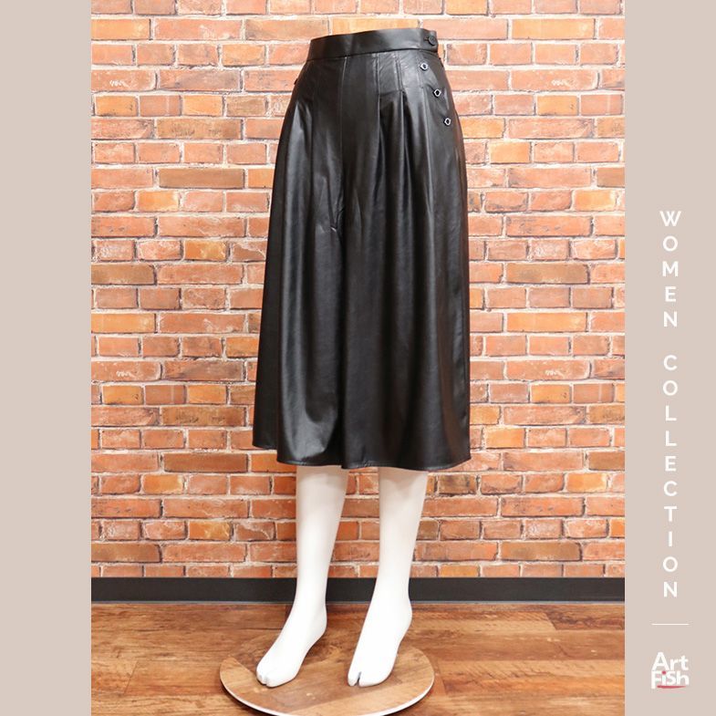 1円/秋冬/STUDIO PICONE/40(L)サイズ/シンセティックレザー ガウチョパンツ スタジオピッコーネ 新品/黒/ブラック/hz647/_画像1