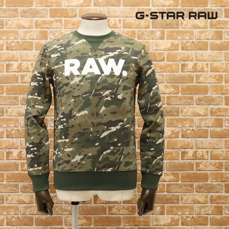 1円/G-STAR RAW/Sサイズ/スウェット GRAPHIC 4 CORE R SW L/S D12883-B141-8111 迷彩 ロゴ レタード トレーナー 新品/カーキ/ga427/_画像1