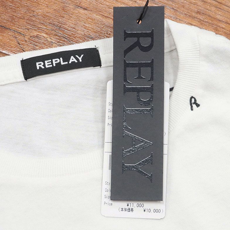 1円/REPLAY/Mサイズ/丸首Tシャツ M3877 ジャージー伸縮 スポーツカー プリント 半袖 リプレイ 新品/白/ホワイト/he251/_画像6