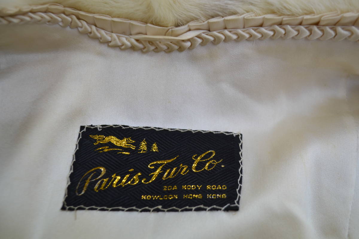 Q4）ファーコート　「Paris Fur Co」のラベルあり　　素材等詳細不明　　毛皮　リアルファー　　ホックコワレあり_画像7