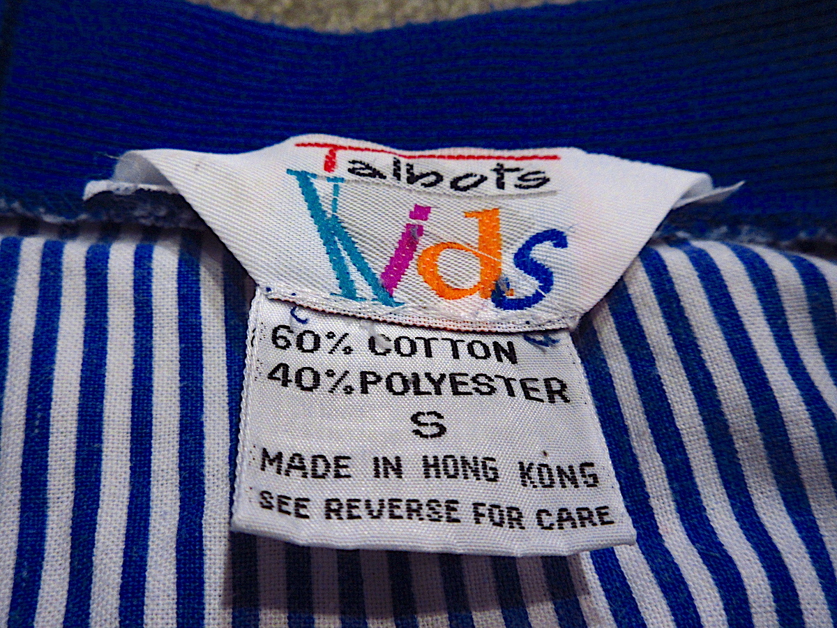 ビンテージ90's●Talbots Kidsノーカラーカーディガン青size S●231002c3-k-cdg 1990sキッズ子供服タルボット古着_画像3