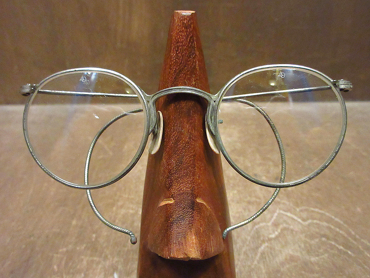 ビンテージ40's●American Optical FUL-VUEボストンセーフティ眼鏡●231009i4-eyglsアメリカンオプティカルグラスシルバーソリッド