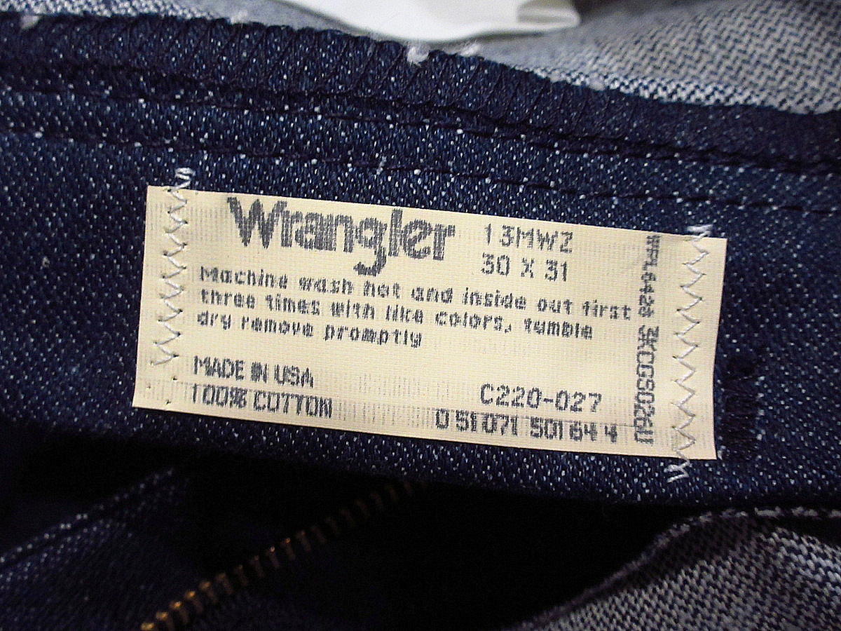 ビンテージ80's●DEADSTOCK Wrangler 13MWZ表記W30 L31●231014i7-m-pnt-jns-w30デッドストックラングラーストレートデニムジーンズ_画像6