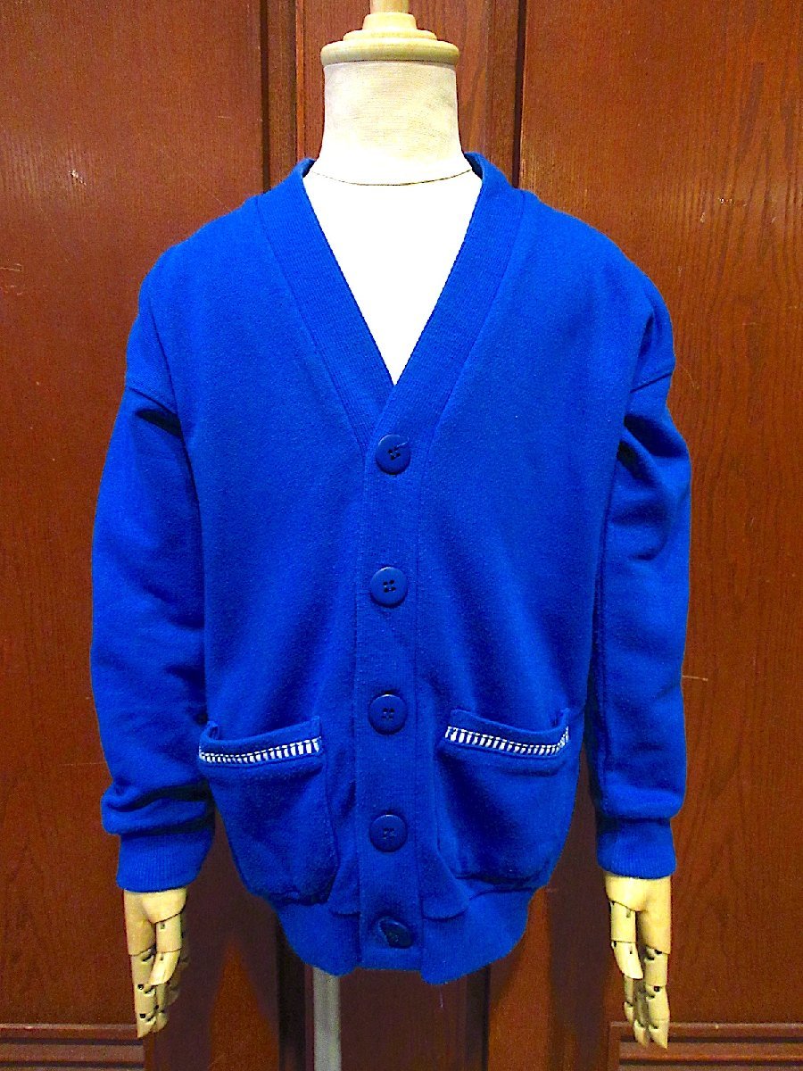 ビンテージ90's●Talbots Kidsノーカラーカーディガン青size S●231002c3-k-cdg 1990sキッズ子供服タルボット古着_画像1