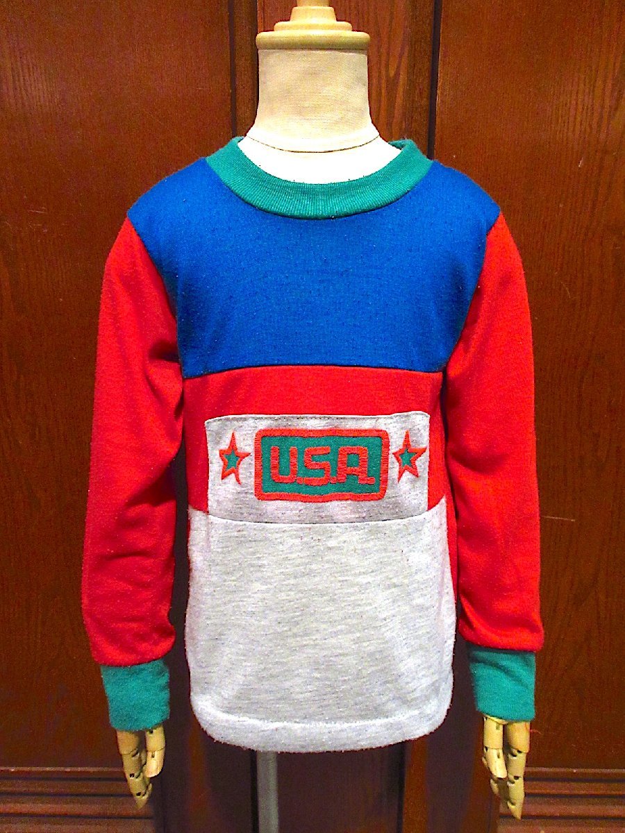 ビンテージ70's80's●SILVILキッズUSAプリント長袖Tシャツsize 8●231004c4-k-lstsh 1970s1980s古着トップス子供服_画像1