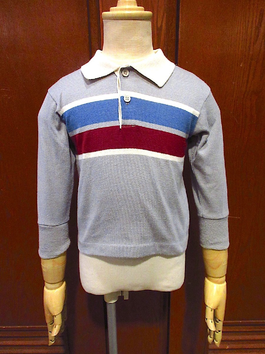 Винтаж 70-х годов ● Health-Tex Kids Line Long Relave Рубашка Polo Sery Sreat Size 3T ● 231018C5-K-Plsh 1970-х