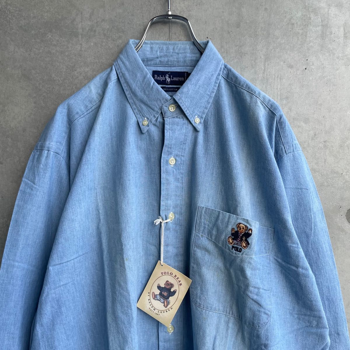 新品 90年代 Ralph Lauren BDシャツ polo bear ブルー
