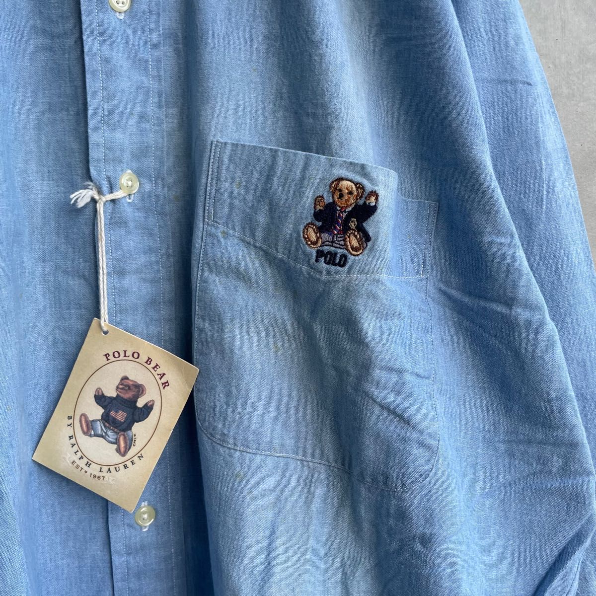 新品 90年代 Ralph Lauren BDシャツ polo bear ブルー