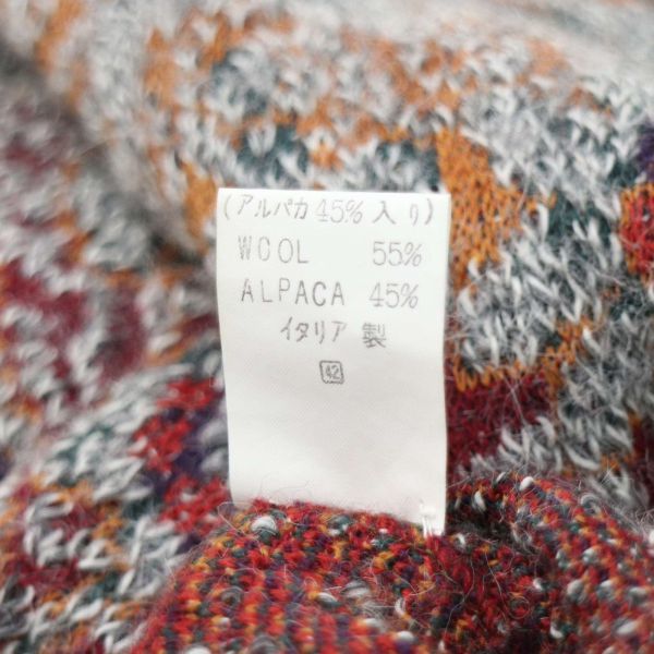 イタリア製★ Missoni ミッソーニ 秋冬 ウール&アルパカ♪ マルチカラー 総柄 ニット カーディガン Sz.M　レディース 古着　K3T00687_A#N_画像7