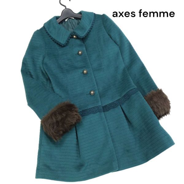 axes femme axes femme autumn winter sleeve fur! race equipment ornament collar attaching nappy coat Sz.M lady's K3T00794_A#N
