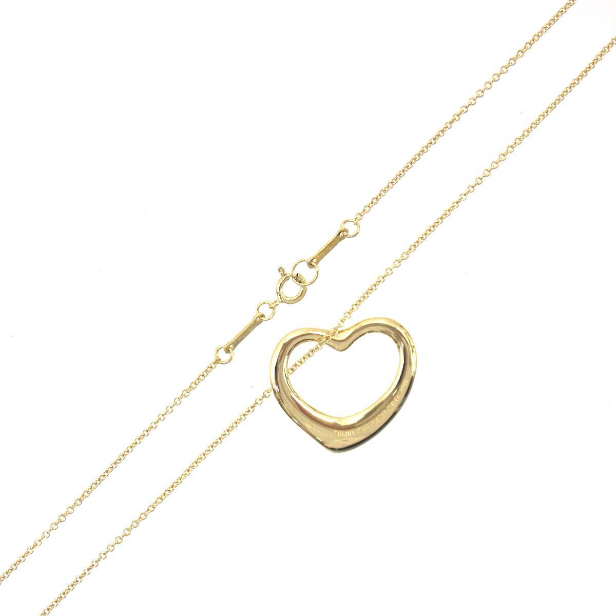 新しいスタイル 750 K18 ネックレス オープンハート /ティファニー Tiffany&Co. ゴールド Aランク 美品 KA 5.9g 40.5cm イエローゴールド
