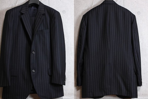 新品 伊勢丹メンズ Tailor Caid House of Tailor 秋冬 英国名門LASSIERE MILLS/ラッシャーミルズ 日本製 ストライプ スーツ A6/L/濃紺/22万_画像2