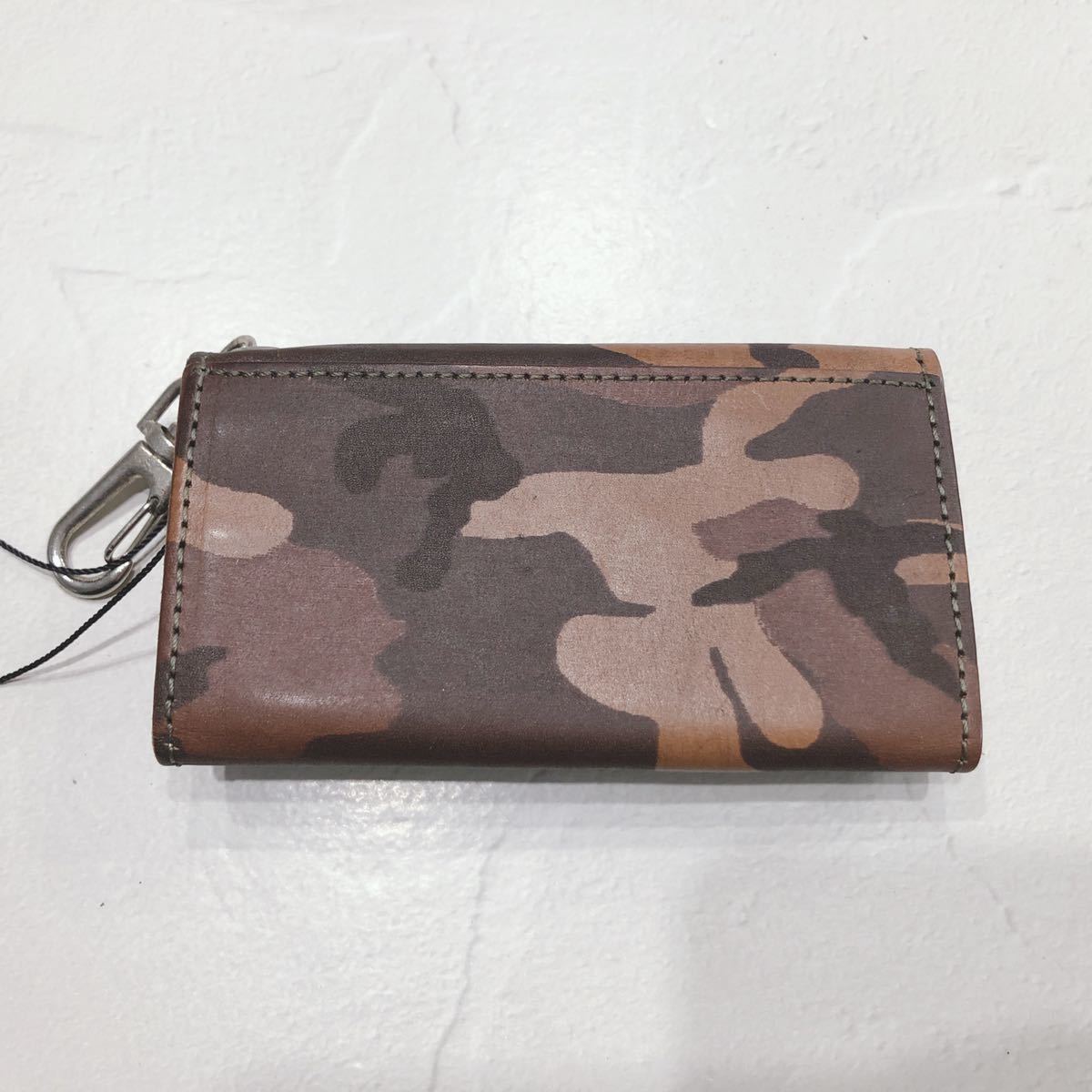 * new goods unused * DIESEL diesel key case 6 ream camouflage pattern camouflage pattern Brown beige leather key holder tag attaching men's free shipping 
