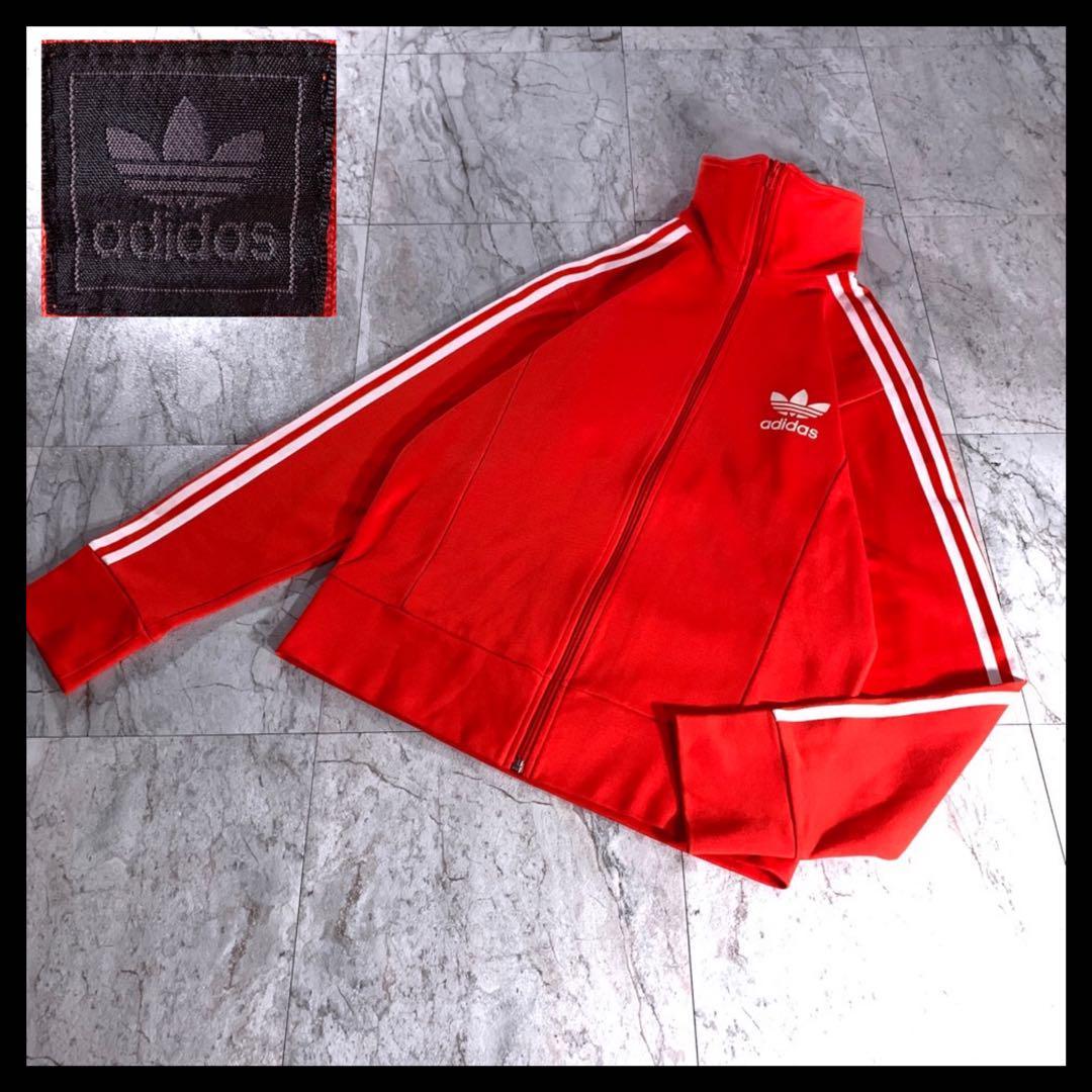 00s 古着 adidas ハイネック トラックジャケット ジャージ 赤 XL