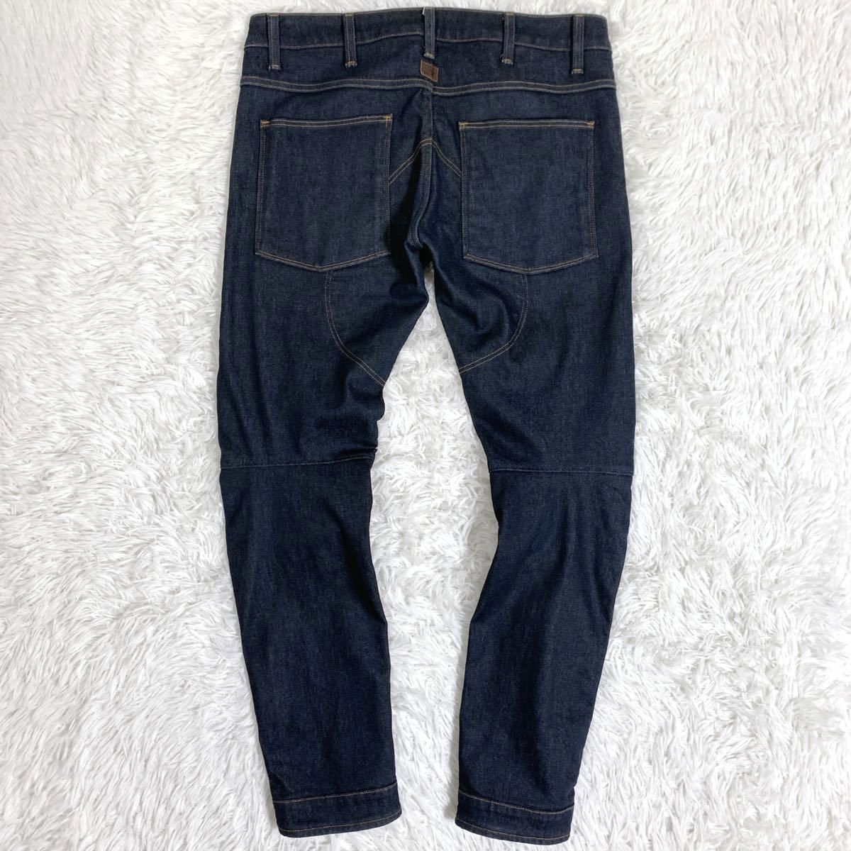 【美品】G-STAR RAW ジースターロウ 5620 3D SLIM ストレッチ バイカーデニムパンツ 濃紺 インディゴ W34_画像2