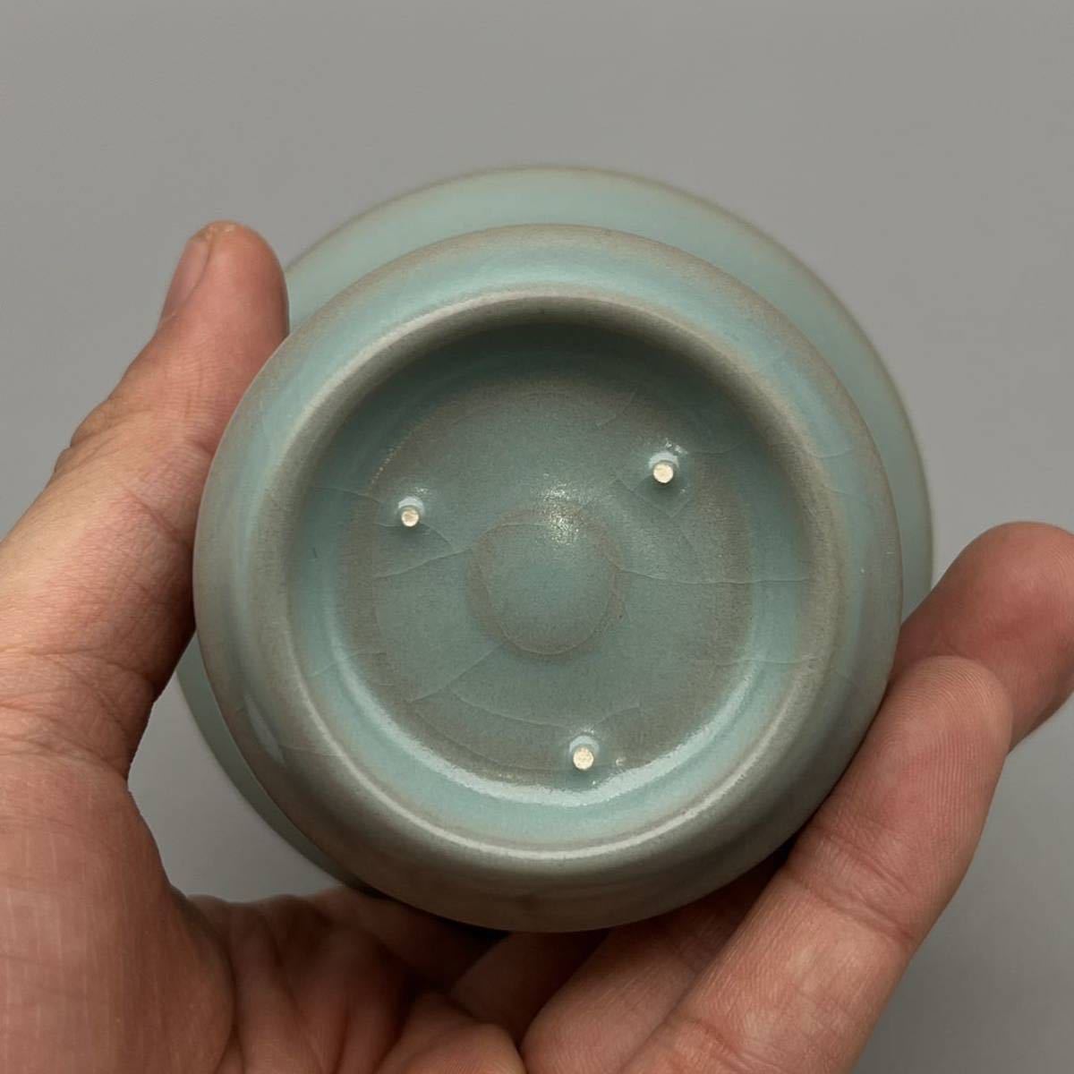 お気に入り】 南宋 中国美術 汝窯 時代物 お湯呑み 酒具 杯 青磁 青磁
