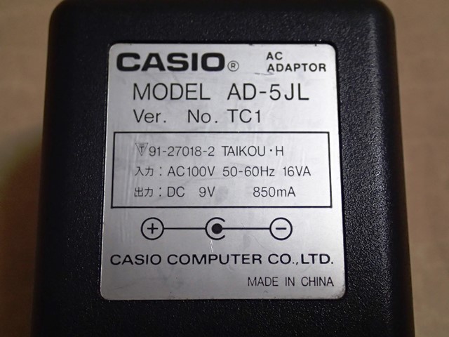 〈 CASIO 電子楽器 用 ACアダプター AD-5JL 〉の画像2