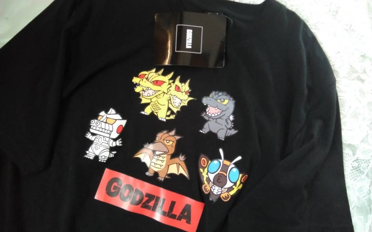 ☆メンズ！☆★GODZILLA ★☆ゴジラ♪モスラ♪ラドン♪キングギドラ♪ロゴBOXのイラスト入り黒色半袖Tシャツです(o^―^o)大きいサイズ4L_画像1