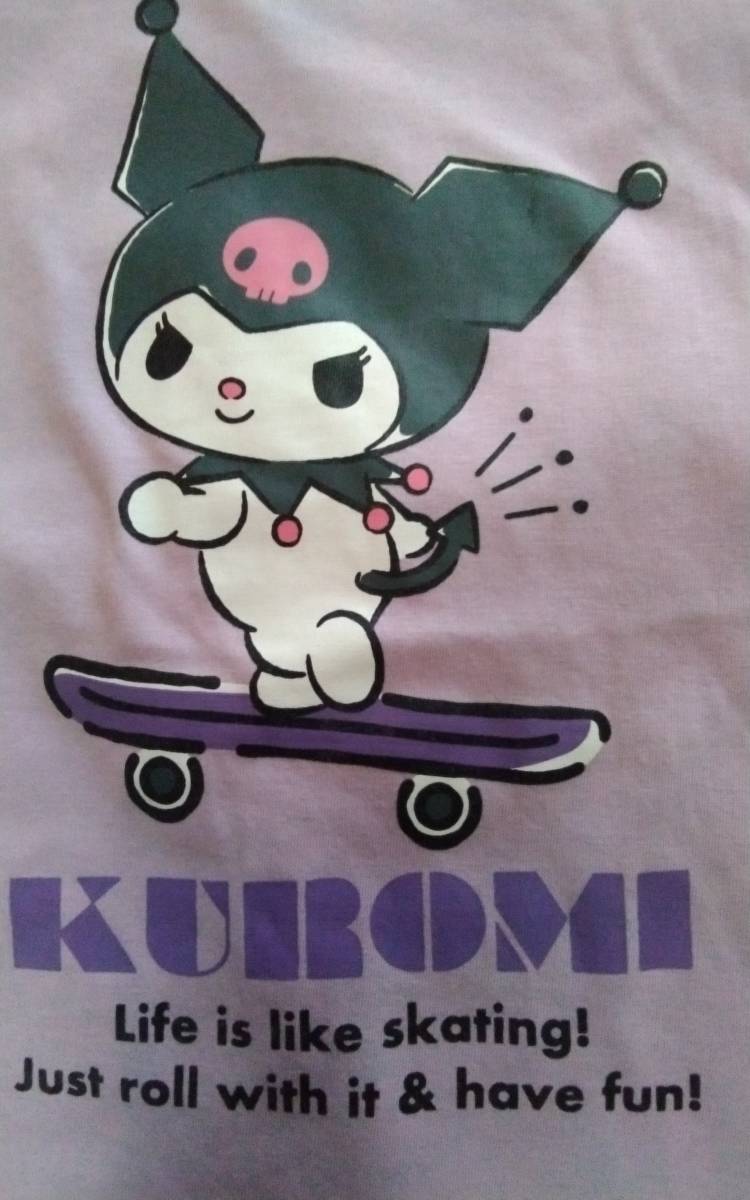 ★メンズ★KUROMI ☆とっても可愛い♪クロミちゃん♪スケボータイムイラストのラベンダー色長袖Ｔシャツです(o^―^o)サイズＬ☆新品☆ _画像2