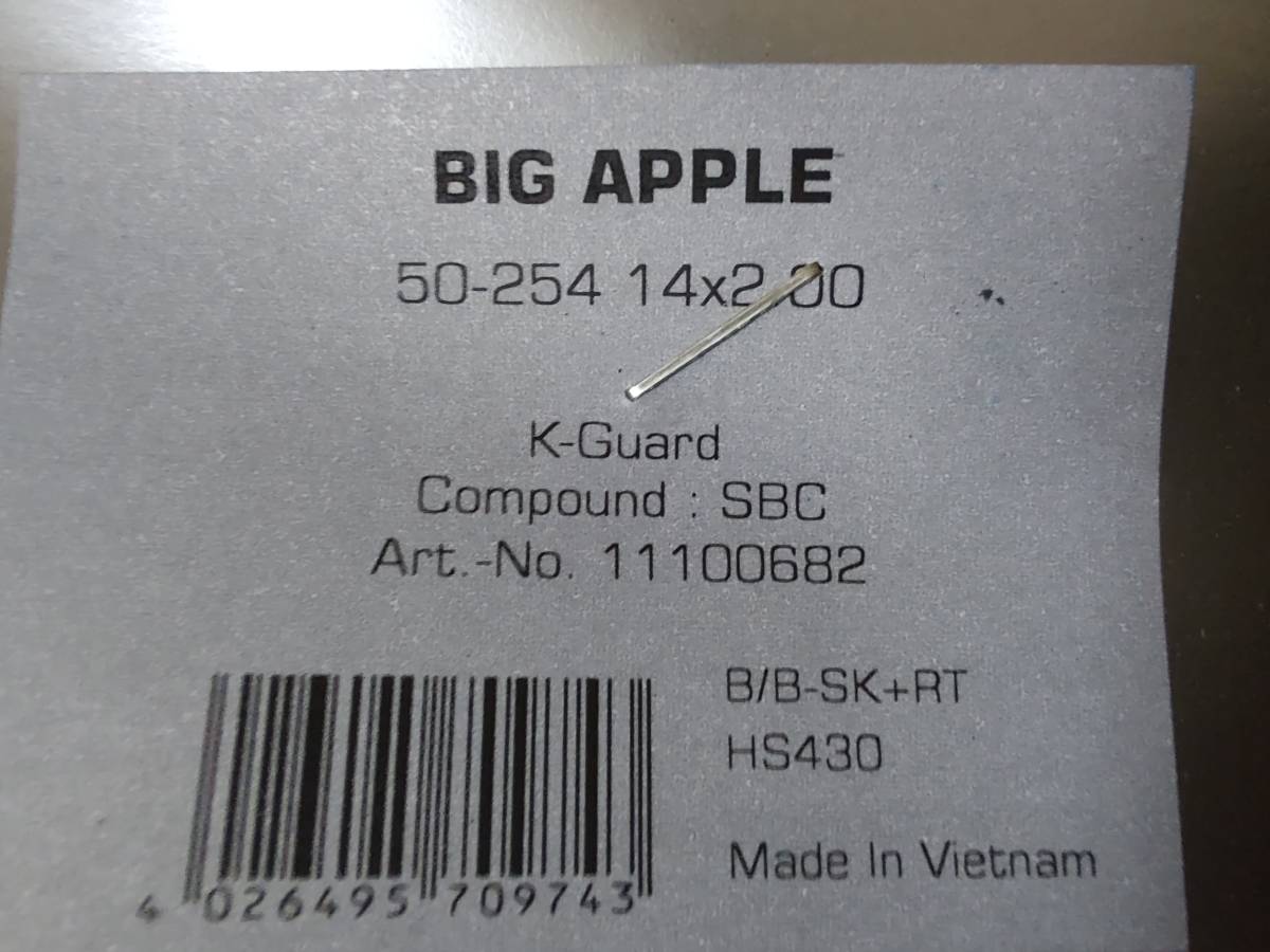 SCHWALBE BIG APPLE シュワルベ ビッグアップル　WB　14×2.00　ダホン K3　未使用/2本セット　送料無料_画像4