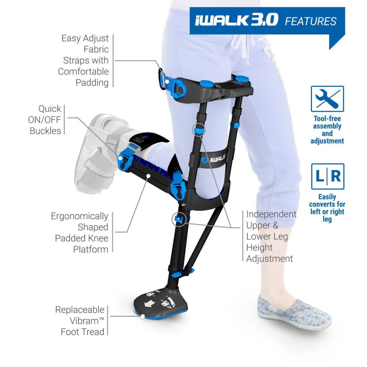 超美USED 『iWALK Free 3.0 Hands Free Crutch』 アイウォーク3.0 ハンズフリー 松葉杖 ニークラッチ 下肢装具 ブーツ アキレス腱_画像5