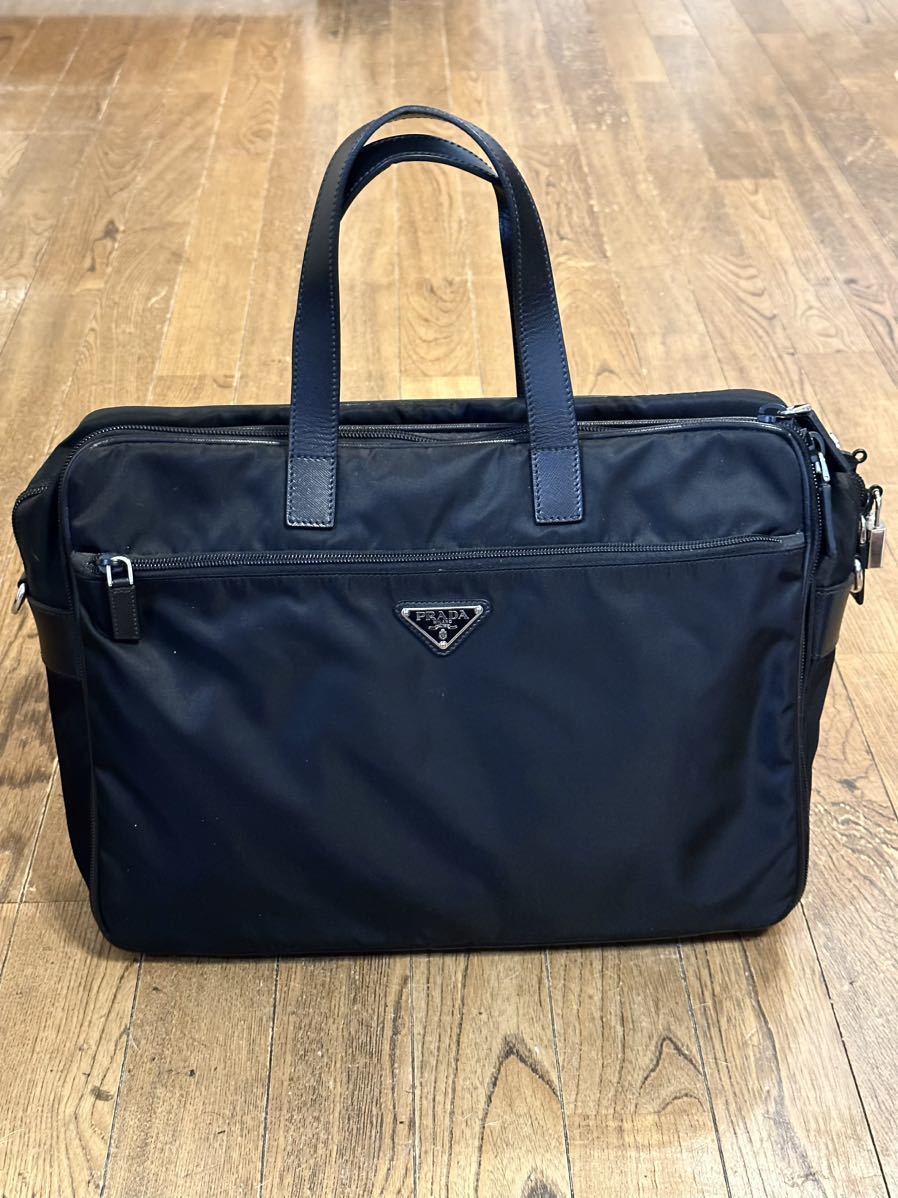 名作 本物 美品 PRADA プラダ 2VE407 2WAY ブリーフケース ビジネスバッグ 書類カバン PCケース ハンドバッグ ショルダーバッグ  鞄 NERO