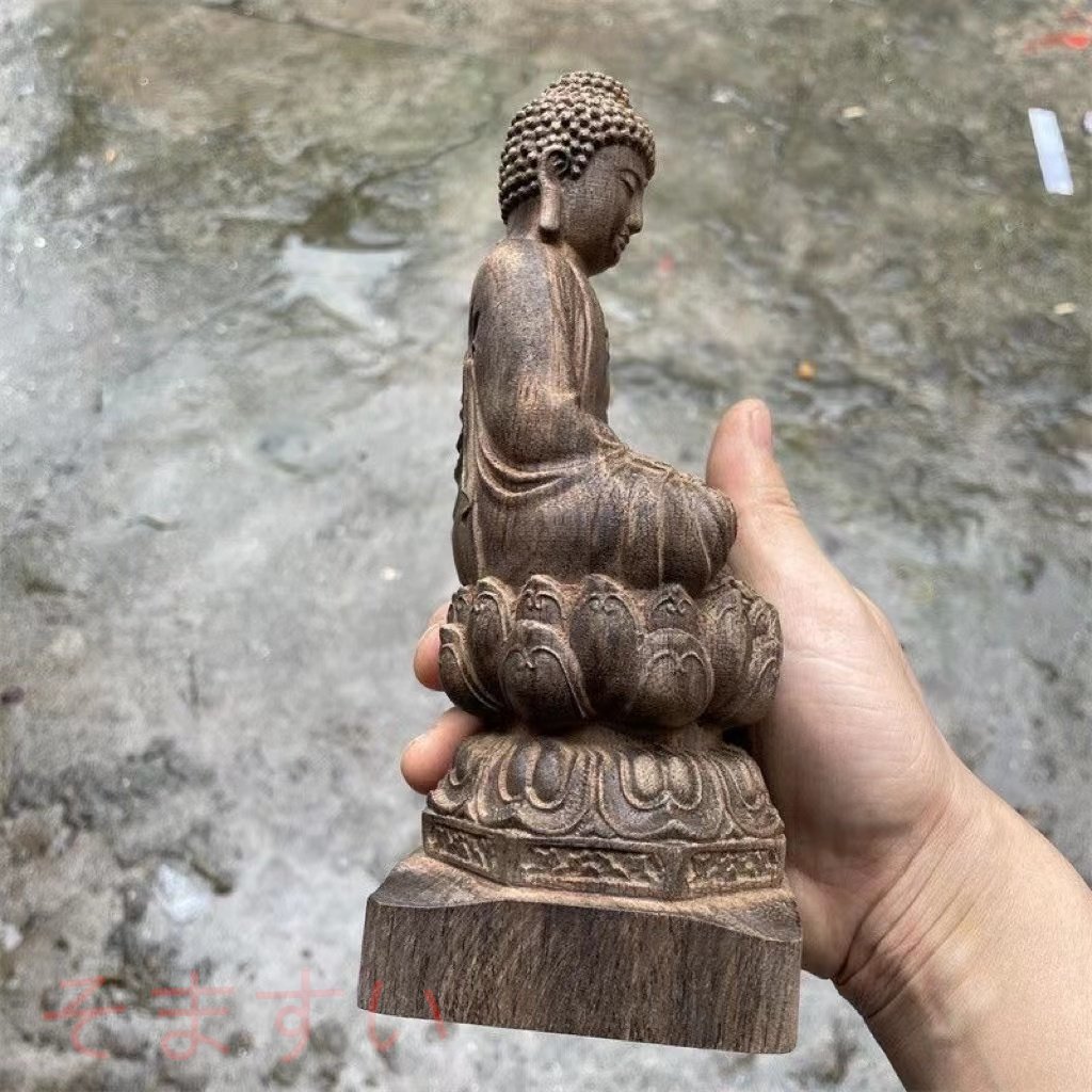 新入荷☆大日如来像 ◆仏像 高さ約: 18(cm) 仏教美術 木の雕刻品 木彫り仏像 職人手作りの画像3