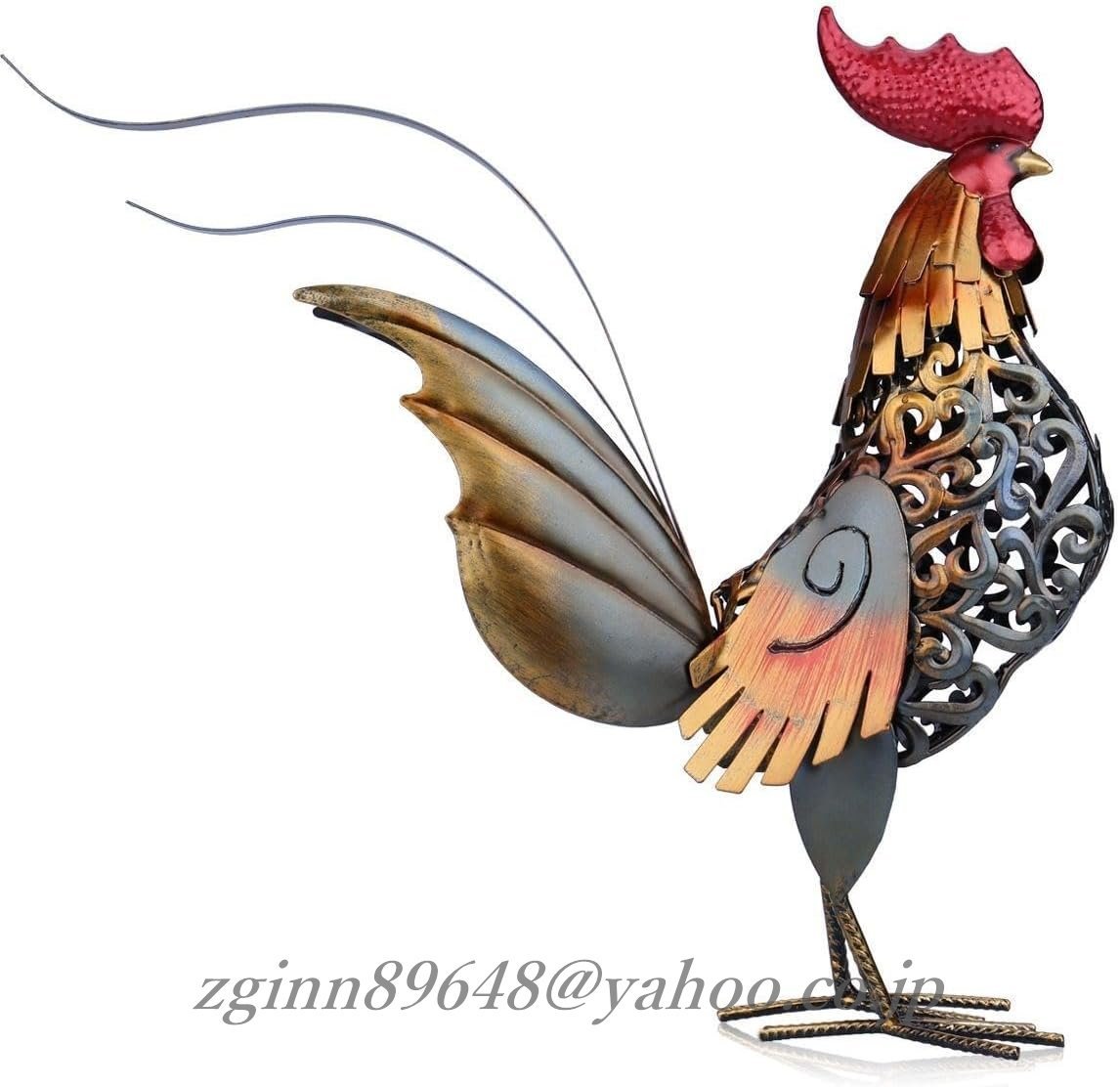 雄鶏 にわとり アイアン 鉄 金属 アート 動物 鳥 置物 オブジェ インテリア ガーデニング ベランダ 金 銀 ゴールド シルバー_画像5