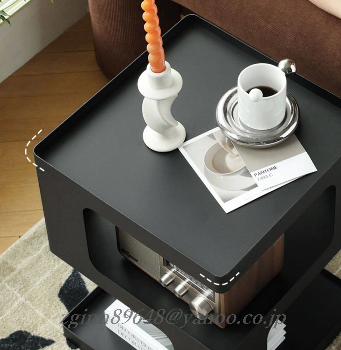 北欧風なソファサイドテーブル、個性的なクリエイティブな幾何学的デザイン、アイアン製の小さなテーブル コーヒーテーブル 白 黒_画像7