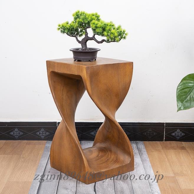 高品質★ィーク調 レトロ チーク 木製 椅子 花台 家庭用