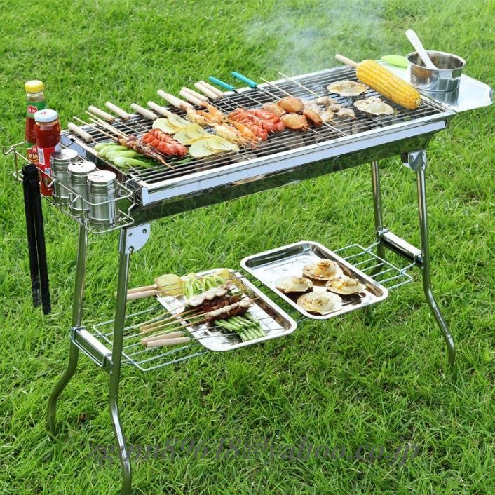 強くお勧め☆屋外 折りたたみ バーベキューツール ステンレス鋼 炭グリル BBQコンロ ポータブル_画像3