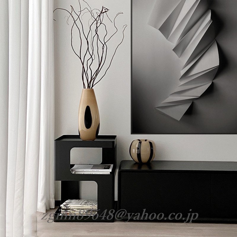 北欧風なソファサイドテーブル、個性的なクリエイティブな幾何学的デザイン、アイアン製の小さなテーブル コーヒーテーブル 白 黒_画像2