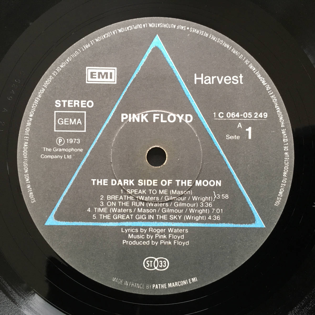 ドイツHARVEST ピンク・フロイド Pink Floyd “狂気 The Dark Side of The Moon”大型ポスター+ポストカード各2枚附属 超美品_画像7