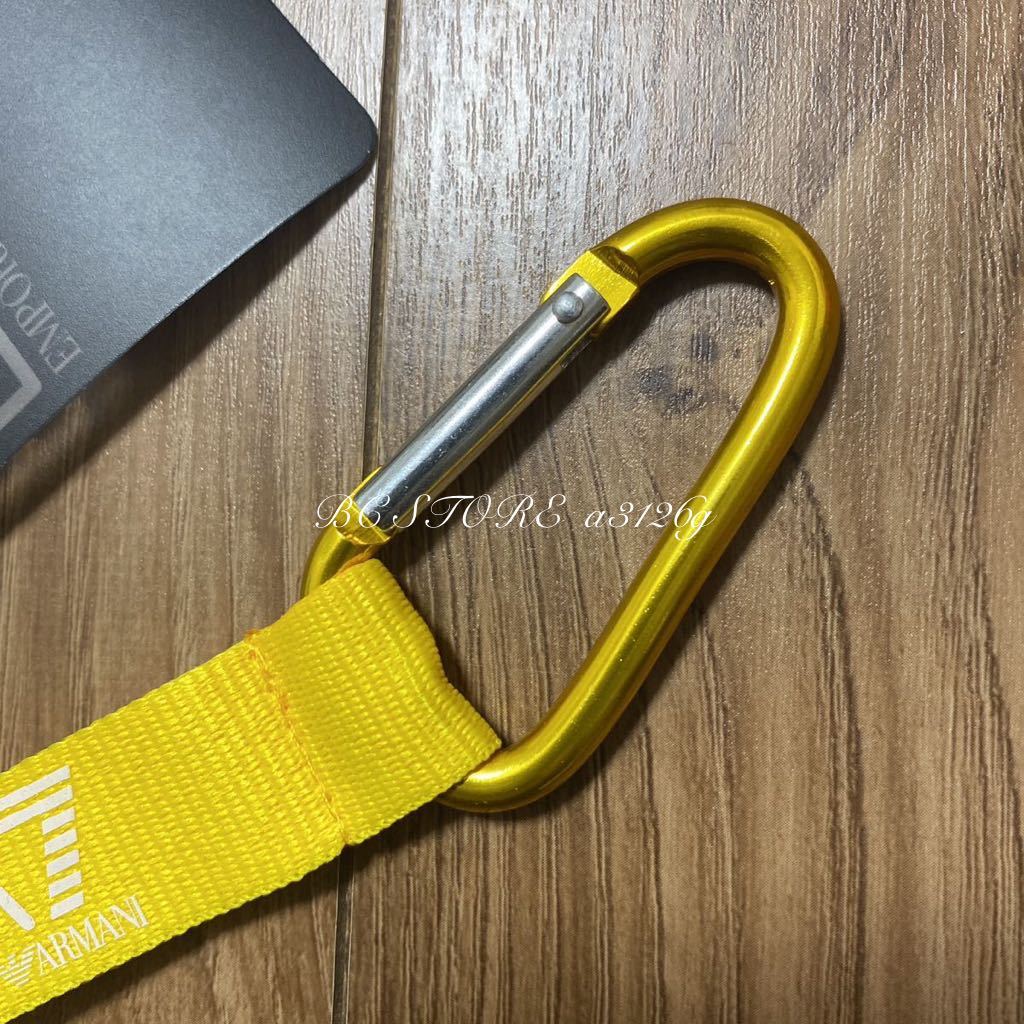 新品 EMPORIO ARMANI カラビナキーリング YELLOW エンポリオ アルマーニ アクセサリー キーホルダー 小物 タグ付き 正規 EA7_画像3