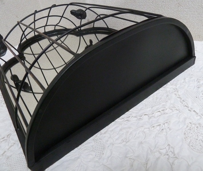 (☆BM)アイアン 鳥かご風 ミラー 鏡 飾り台 壁付け/自立兼用 ウォールミラー 高さ49.5㎝ 鉄製 置物 オブジェ バードゲージ調 ディスプレイ_画像6