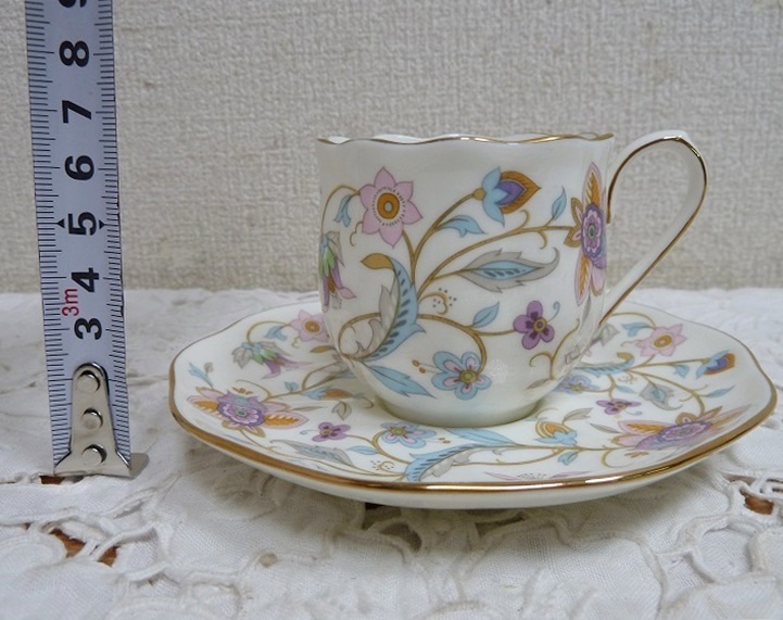 (*BM)NARUMI/ Narumi floral print temitas/ Espresso cup & saucer 2 customer pair pastel color elegant pretty tea utensils 