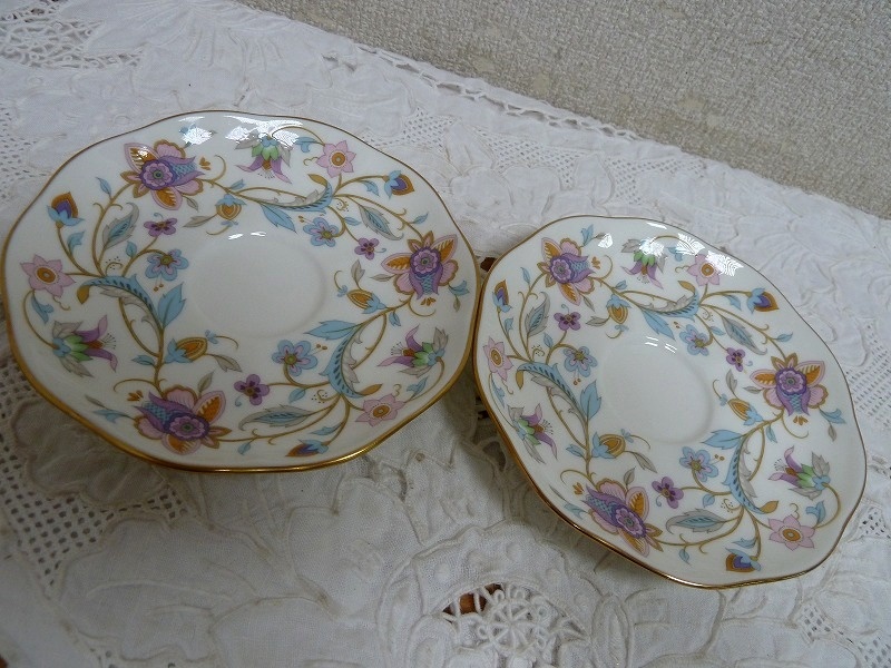 (*BM)NARUMI/ Narumi floral print temitas/ Espresso cup & saucer 2 customer pair pastel color elegant pretty tea utensils 