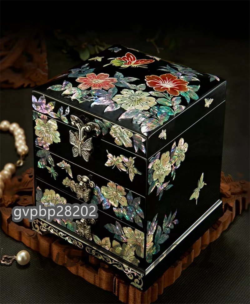  unusual * original handmade made lacquer ware feeling of luxury natural shell wooden pearl layer Rucker shell jue Reebok s gem box marriage accessory case box many layer beautiful goods 