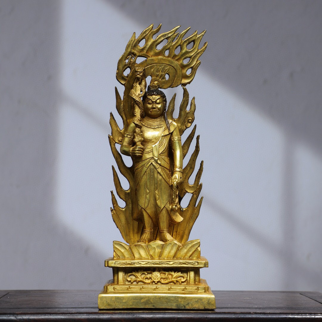 安い購入 『清・仏教古美術・古銅彫・塗金・不動明王像』極細工 中国古