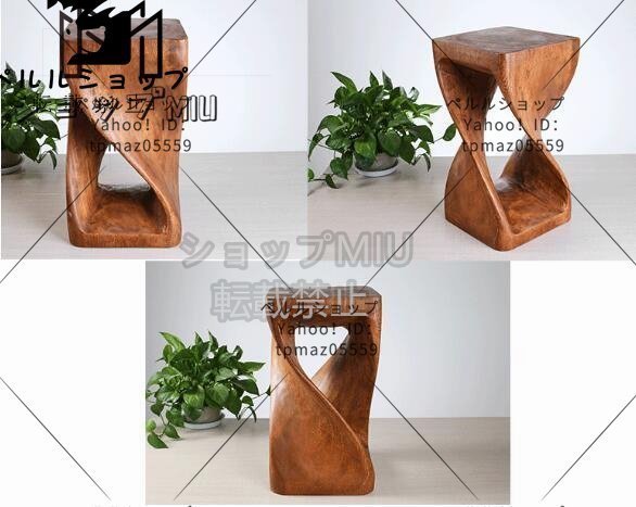 多機能 アンティーク調 レトロ チーク 木製 椅子 花台 家庭用_画像6