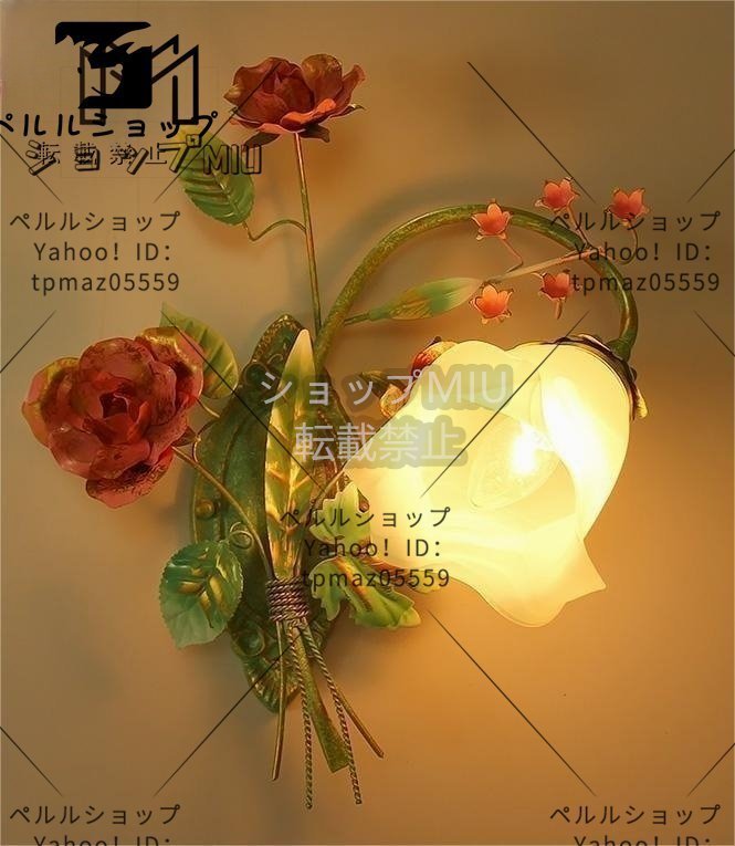 ☆可愛いアンティーク調・１灯薔薇シャンデリア左 壁 ブラケットライト-