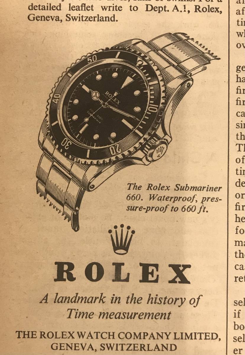 1000円開始　大変レアな昔のロレックス社腕時計（デイデイト、サブマリーナ）の広告2種とクロノメーター説明書（1950年代後半）２点セット_画像5