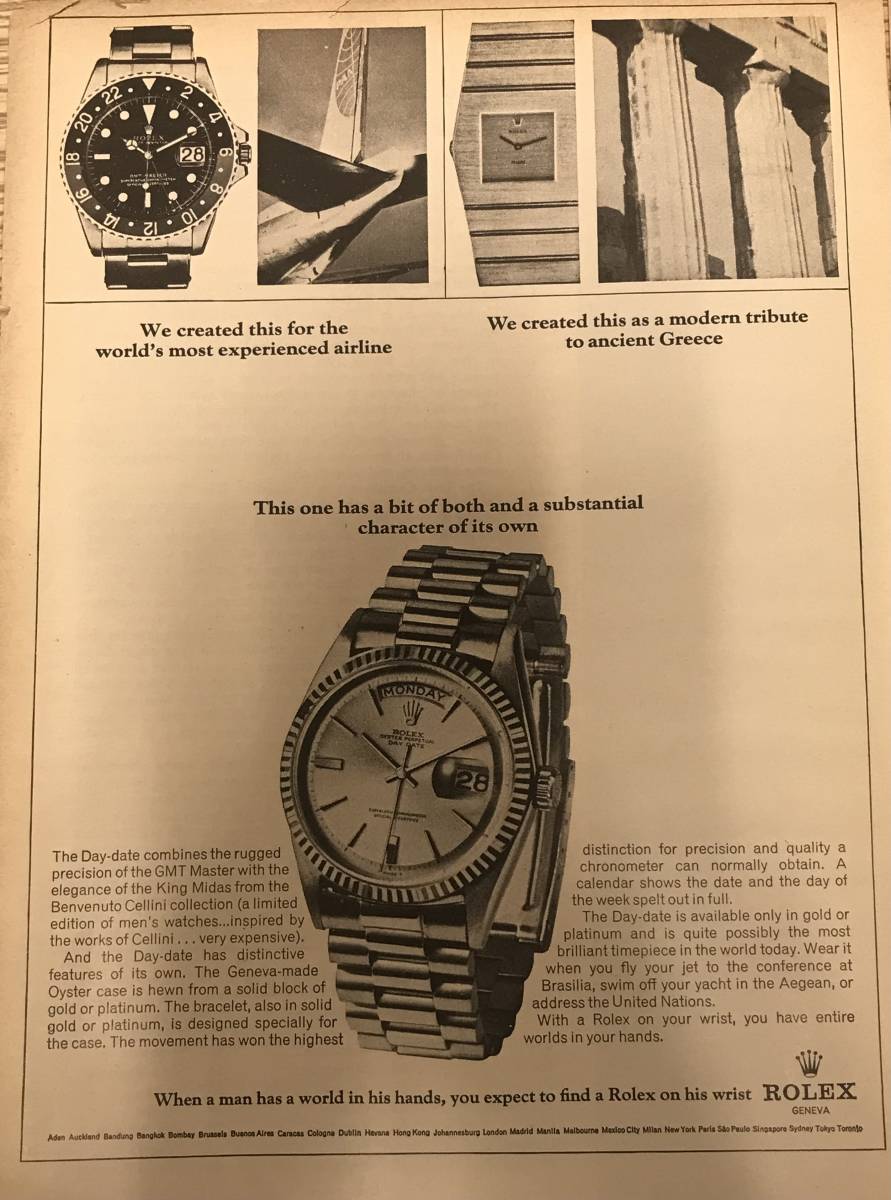 1000円開始　大変レアな昔のロレックス社腕時計（デイデイト、サブマリーナ）の広告2種とクロノメーター説明書（1950年代後半）２点セット_画像3
