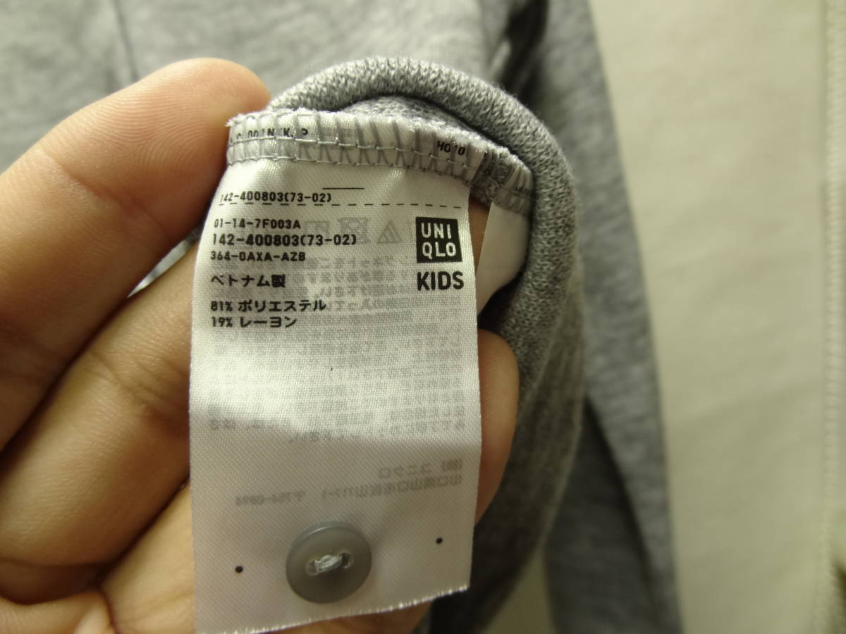  nationwide free shipping beautiful goods Uniqlo UNIQLO child clothes Kids girl . gray color poly- 81% rayon 19% material long sleeve crew neck cardigan 150