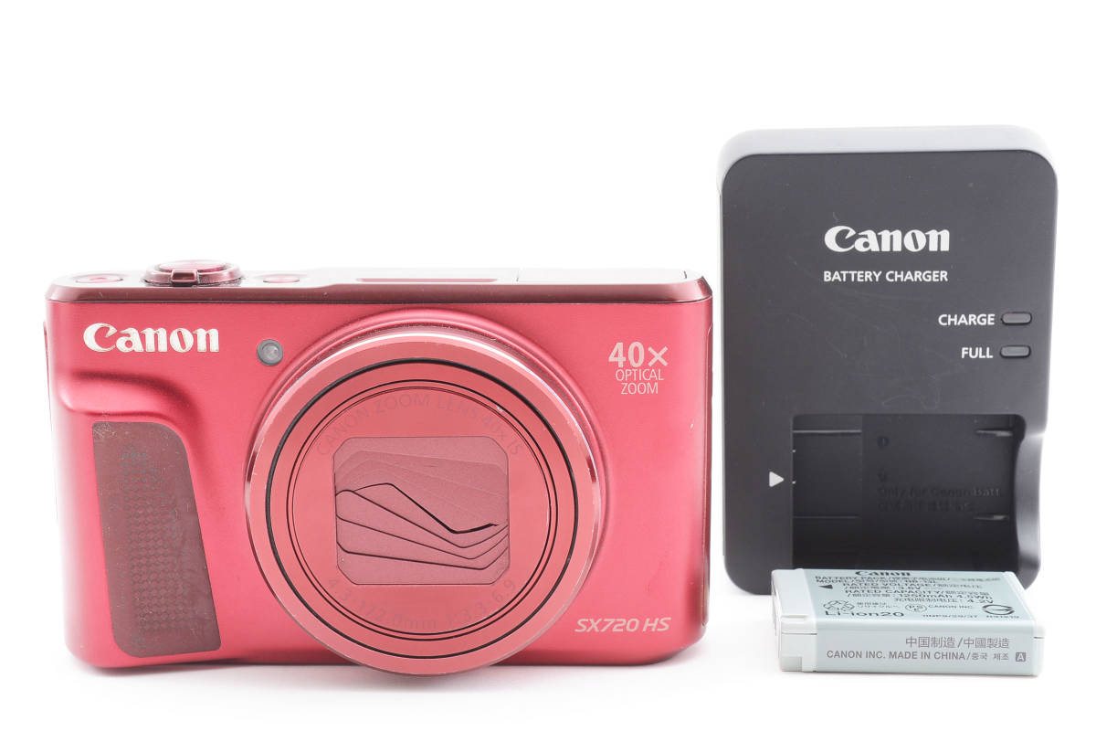 ★動作品★ Canon キヤノン Power Shot SX720HS レッド バッテリー 充電器付_画像1